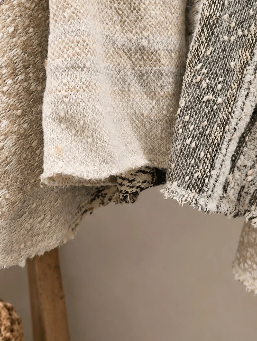 Free People Boho Textured Knit Sweater Vest Raw Edge Hook Front Oversized XS/S